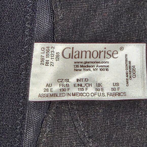 Glamorise Bra 1265 Magic Lift Front Close Back Support Bra 50F Black - Picture 3 of 9